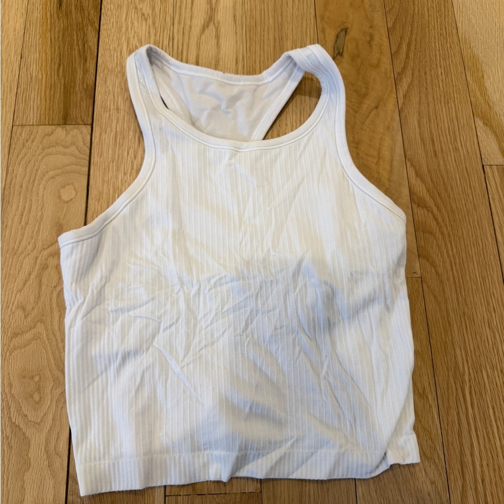 Lululemon White Ribbed Tank Top - Picture 2 of 2
